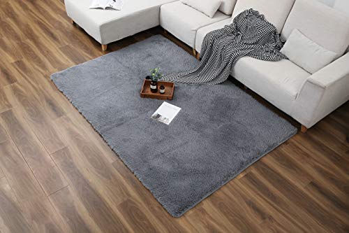 ARNTY Alfombra Salon, Alfombras de Habitacion Alfombras Infantile Alfombras Salon Modernas Grande Gris Alfombra Pelo Largo para Salon Dormitorio (Gris, 120 * 160cm)