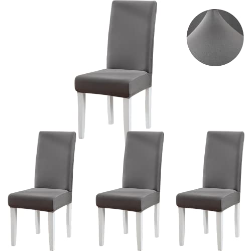 ARNTY Fundas Sillas de Comedor, Fundas para Sillas Pack 4/6 Fundas Sillas Ajustables Elásticas Chair Covers Modernas Lavables para Banquetes Oficina Hogar Restaurante Bar (Gris Oscuro, Pack 4)