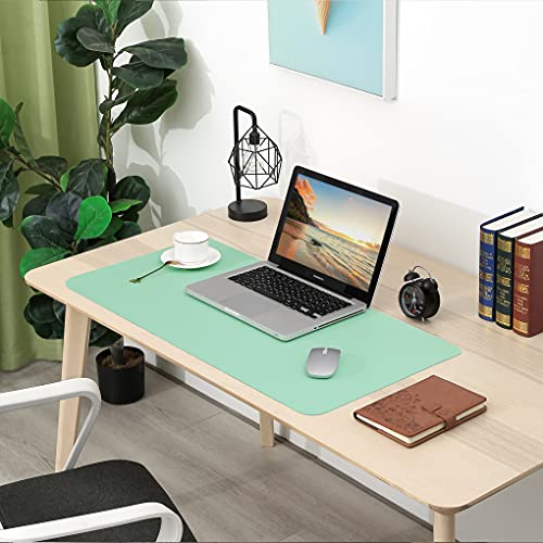 ARNTY Protector Mesa Escritorio,Protector Escritorio con Doble Cara,Protector de Escritorio Cubre de Cuero PU,Almohadilla de Escritorio Grande para la Oficina y el Hogar(Verde&Azul,60*35cm)