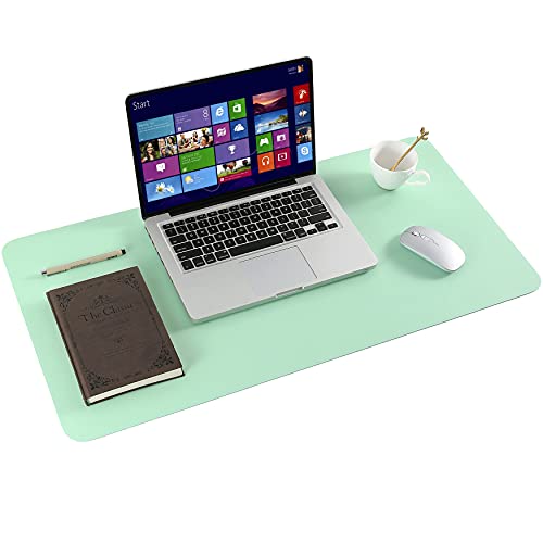 ARNTY Protector Mesa Escritorio,Protector Escritorio con Doble Cara,Protector de Escritorio Cubre de Cuero PU,Almohadilla de Escritorio Grande para la Oficina y el Hogar(Verde&Azul,60*35cm)