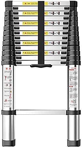 Asan Escalera de extensión telescópica de Aluminio, Escalera Extensible portátil con Mecanismo de Bloqueo con Resorte para Uso en el desván de la Oficina en el hogar, Acanalado Antideslizante Capaci