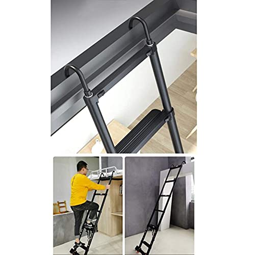 Asan Escalera telescópica de Aluminio, escaleras Plegables de extensión Multiusos, con Pedales y Ruedas Antideslizantes, escaleras portátiles para áticos Interiores y Exteriores, Carga 330 Libras (t