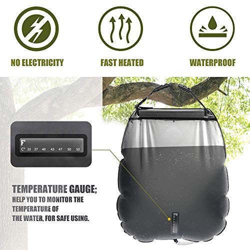 ASANMU Bolsa de Ducha Solar, 20L Bolsa de Ducha para Acampar Bolsa de Ducha Portatil Calentar Solares Bolsa de Ducha Al Aire Libre para Agua Ducha de Camping para Jardín/Acampada/Senderismo y Escalada