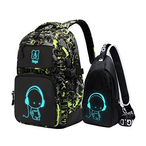 Asge Mochila Escolar para niñas, Adolescentes, jóvenes, Mochila para el Colegio, Mochila Reflectante para el Exterior, Camping, Mochila Grande, Resistente al Agua, Mochila para el Hombro