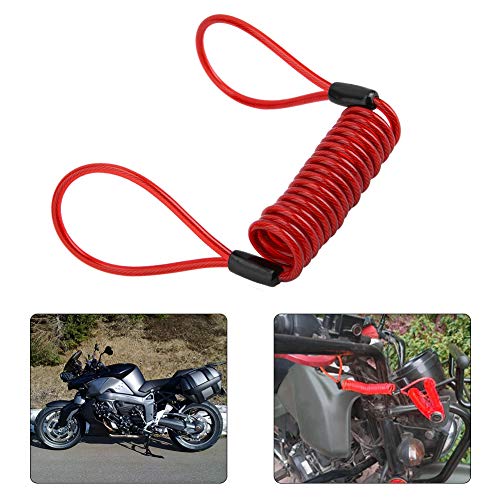 ASHATA PVC antirrobo Motocicleta Bicicleta Disco Freno Bloqueo recordatorio Bobina Cable Advertencia Cuerda - Rojo