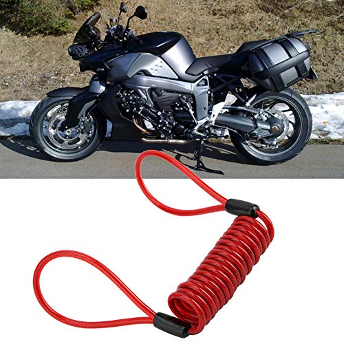 ASHATA PVC antirrobo Motocicleta Bicicleta Disco Freno Bloqueo recordatorio Bobina Cable Advertencia Cuerda - Rojo