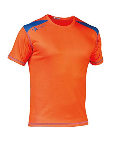 ASIOKA 182/17 Camiseta técnica combinada Unisex para Adultos de m/Corta, Naranja/Royal, XXL