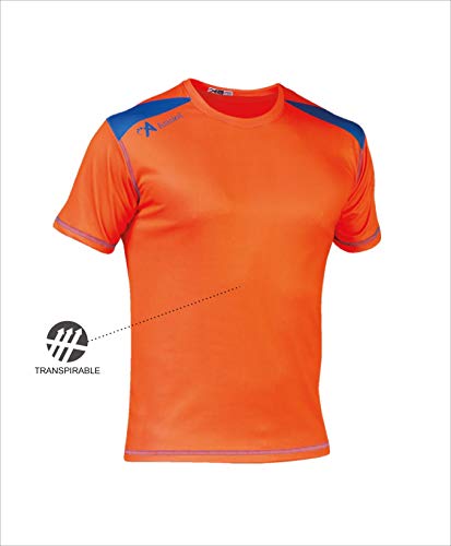 ASIOKA 182/17 Camiseta técnica combinada Unisex para Adultos de m/Corta, Naranja/Royal, XXL