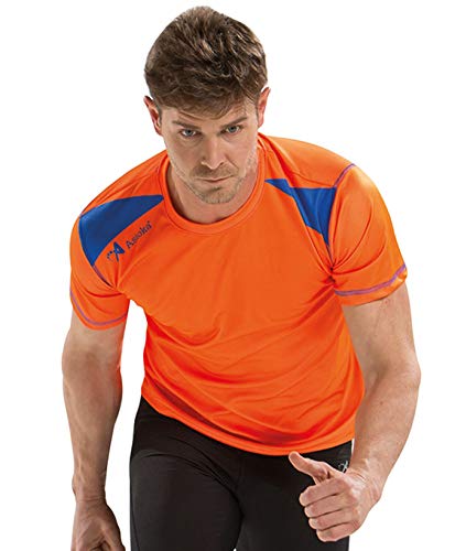 ASIOKA 182/17 Camiseta técnica combinada Unisex para Adultos de m/Corta, Naranja/Royal, XXL