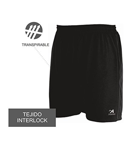 Asioka 230/16N Pantalón Corto Deportivo, Unisex niños, Negro, XS (12-14)