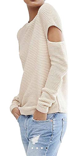 ASOS. Jersey de Punto Ondulado para Mujer con Mangas Cortas, Piedra Beige Piedra 36