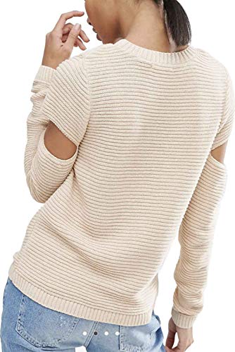 ASOS. Jersey de Punto Ondulado para Mujer con Mangas Cortas, Piedra Beige Piedra 36