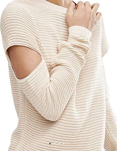 ASOS. Jersey de Punto Ondulado para Mujer con Mangas Cortas, Piedra Beige Piedra 36