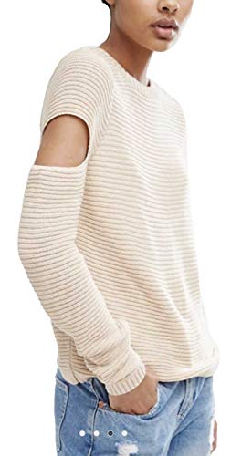 ASOS. Jersey de Punto Ondulado para Mujer con Mangas Cortas, Piedra Beige Piedra 36