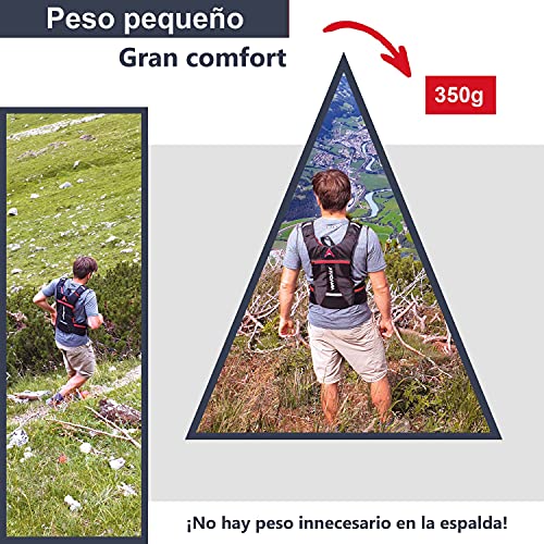 ATACAMA Mochila de hidratación, Mochila para Correr, pequeña y Ligera Mochila, Compartimento para Bolsa de hidratación de 2 LTS., Ideal para Trotar, Hacer Senderismo, Carrera por senderos, maratones