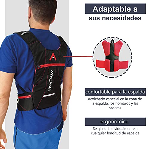 ATACAMA Mochila de hidratación, Mochila para Correr, pequeña y Ligera Mochila, Compartimento para Bolsa de hidratación de 2 LTS., Ideal para Trotar, Hacer Senderismo, Carrera por senderos, maratones