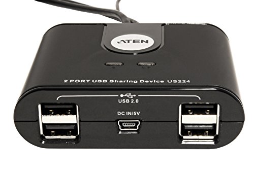 ATEN US224-AT - Comutador periférico (4 x USB), Negro