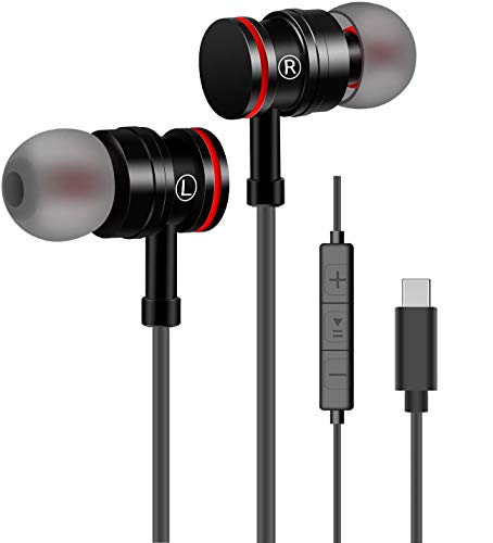 Auriculares USB Tipo C In-Ear con micrófono Control Remoto de Volumen de Auriculares con Cable Compatible con Huawei Samsung Xiaomi Sony y más Dispositivos de Interfaz Tipo C