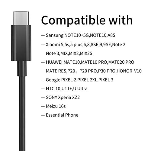 Auriculares USB Tipo C In-Ear con micrófono Control Remoto de Volumen de Auriculares con Cable Compatible con Huawei Samsung Xiaomi Sony y más Dispositivos de Interfaz Tipo C