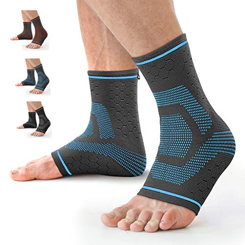 Awenia Tobilleras Deportivas de Compresión Tobillera Estabilizadora para Esguince de Tobillo Fascitis Plantar, Soporte de Tobillos Tobillera Proteccion para Hombre y Mujer,Azul-M