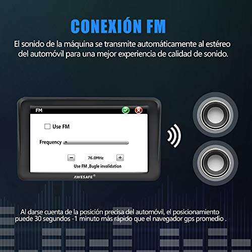 AWESAFE Navegador GPS para Coches con Visera y Bluetooth de 7 Pulgadas, con Mapas Últimos y Actualizaciones de por Vida