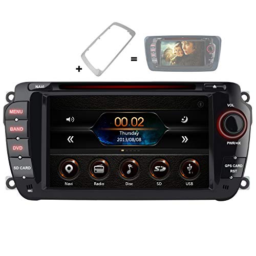 AWESAFE Radio Coche 7 Pulgadas con Pantalla Táctil 2 DIN para VW Seat Ibiza 2009–2013, Autoradio con Bluetooth/GPS/FM/RDS/CD DVD/USB/SD, Apoyo Mandos Volante, Mirrorlink y Aparcamiento