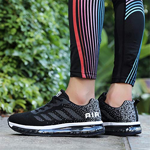 Axcone Zapatillas Hombres Mujer Deporte Running Zapatos para Correr Gimnasio Sneakers Deportivas Padel Transpirables Casual 833 BK 40EU