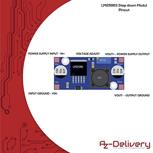 AZDelivery 3 x LM2596S DC-DC Adaptador de Corriente Modulo Step Down Compatible con Arduino con E-Book Incluido!