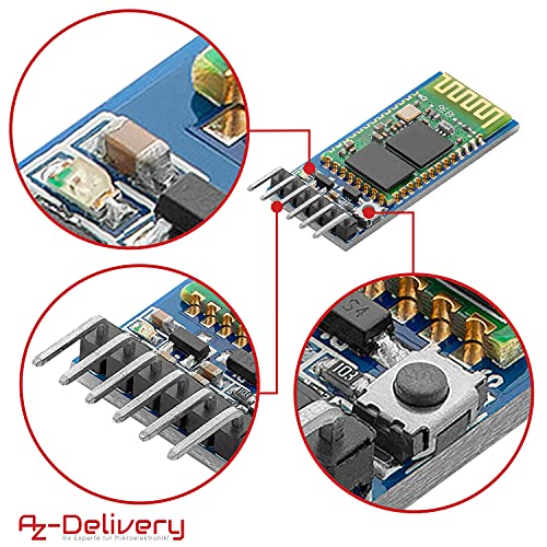 AZDelivery HC-05 HC-06 Bluetooth Wireless, RF Modulo Transceptor, RS232 Serial TTL Bluetooth Inalambrico Serial Transceiver Compatible con Arduino y con E-Book Incluido!