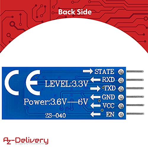 AZDelivery HC-05 HC-06 Bluetooth Wireless, RF Modulo Transceptor, RS232 Serial TTL Bluetooth Inalambrico Serial Transceiver Compatible con Arduino y con E-Book Incluido!