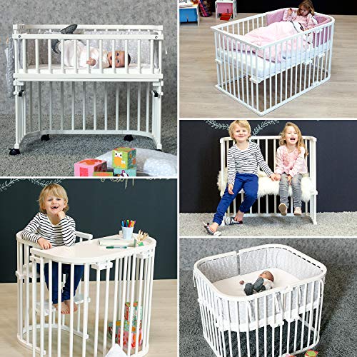 babybay 160152 Cuna Colecho De Madera De Haya Maciza Con Colchón Classic Soft Para El Día Y La Noche | Cuna Regulable En Altura & Ecológica | Cuna Que Crece Con El Niño, Blanco, Maxi