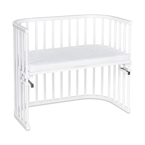 babybay 160152 Cuna Colecho De Madera De Haya Maciza Con Colchón Classic Soft Para El Día Y La Noche | Cuna Regulable En Altura & Ecológica | Cuna Que Crece Con El Niño, Blanco, Maxi