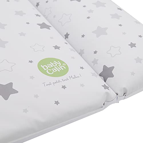 BabyCalin BBC510707 Cambiador Essential con varilla de medir, estrellas gris claro, 50cm x 70cm, 1 pieza