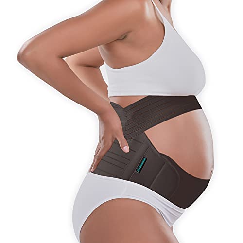 BABYGO 4-1 Cinturón Apoyo Embarazada, Maternidad Faja, Premamá Banda - para Espalda, Pelvis, Caderas, Abdominals, Disfunción el Pubis de la Sínfisis, Ciática con Manual XL Negro