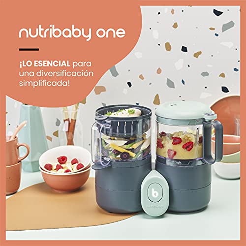 Babymoov Nutribaby One Robot multifunción bebé 4 en 1 - vaporera-batidora - Diversificación alimentaria - Potitos caseros para el bebé - Cocción al vapor suave y rápida