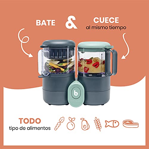 Babymoov Nutribaby One Robot multifunción bebé 4 en 1 - vaporera-batidora - Diversificación alimentaria - Potitos caseros para el bebé - Cocción al vapor suave y rápida