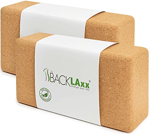 BACKLAxx Bloque Yoga Corcho 100% sostenible - Taco de Yoga apto para piel y ecológico - Bloques de Yoga Corcho, Ladrillo Yoga Corcho, Cubo Yoga