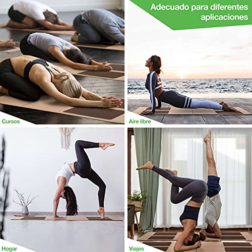 BACKLAxx Esterilla Yoga Corcho antideslizante con Caucho Natural - Colchoneta de Yoga 183x61cm - Yoga Mat, Alfombra Pilates, Esterillas de Yoga