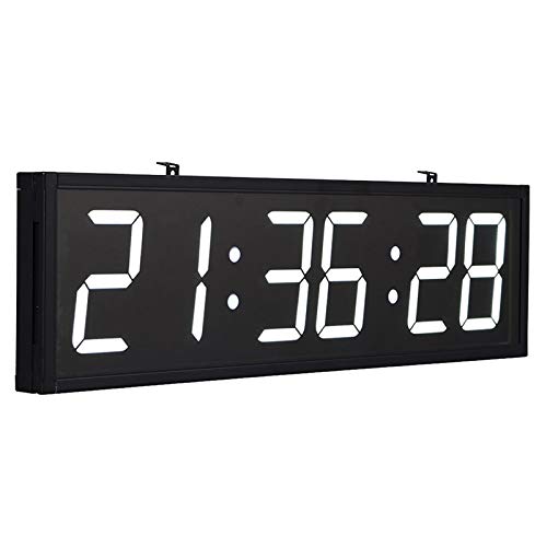 BaiTTang Reloj de Gimnasio Digital LED con Control Remoto, cronómetro, alarmas, Temporizador, Humedad y Temperatura, Reloj de Pared de Gran tamaño 27.8x7.6 Pulgadas para Oficina, hogar, Lugar público