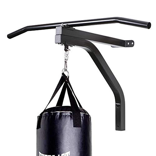 BAKAJI Hmst-2 Brazo Soporte para Saco Pared para Entrenamiento de Boxeo con Barra de elevación, Unisex Adulto, Negro, Talla única