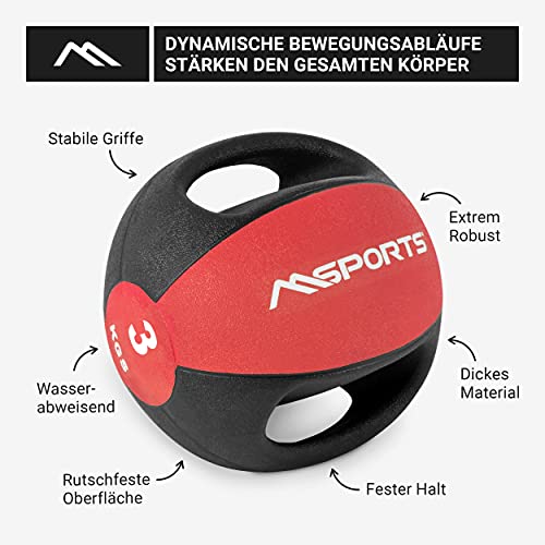 Balón medicinal Premium con asas 1 - 10 kg - Balones de ejercicio profesionales de gimnasio, pelota medicinal