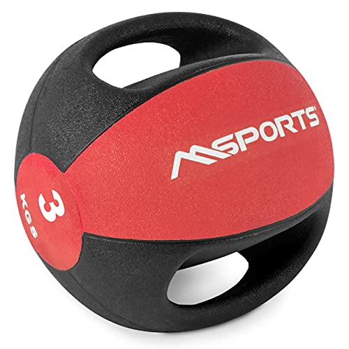 Balón medicinal Premium con asas 1 - 10 kg - Balones de ejercicio profesionales de gimnasio, pelota medicinal