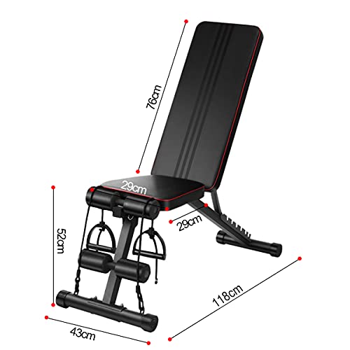 Banco de musculación plegable,7 posiciones de respaldo ajustables, carga máxima 150 kg, entrenamiento Sit-up Fitness Banco plano, Banco de Pesas Plegable