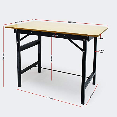 Banco trabajo Mesa taller Superficie trabajo Plegable max. 150kg Tablero lineado Metro Transportador