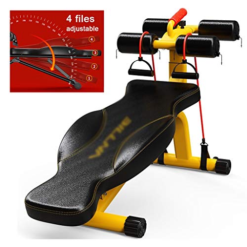 Bancos ajustables Abdominales Banco de Ejercicio Multifuncional Cama de Pesas Deportes y aparatos de Gimnasia 300 kg de rodamiento Bancos de Peso olímpico (Color : Yellow, Size : 134 * 38 * 110cm)