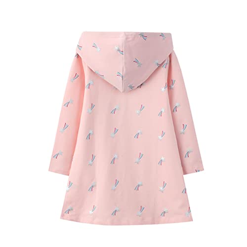 Baogaier Niña Sudadera con Capucha Lentejuelas Estrellas Vestidos Algodón Mangas Largas Blanco Azul Aplique Pullover Tops Túnica Suéter Casual Primavera Otoño Invierno Hoodie Ropa Niñas 3-4 años