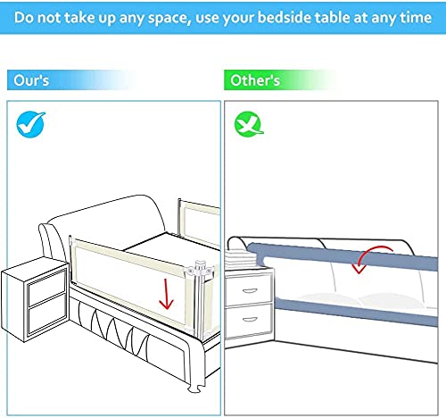 Barandilla de la Cama Barrera de Cama Barrera de Seguridad Riel de Barrera Cama para Bebés Niños, Portátil y Estable, Elevación Vertical 8 Ajuste de Cambios (150cm)