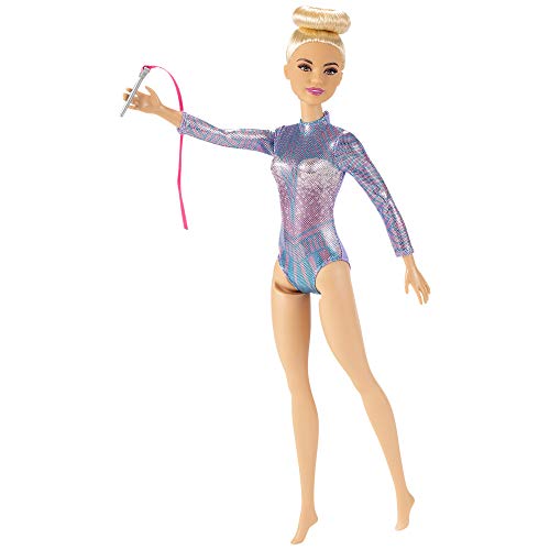 Barbie quiero ser gimnasta rítmica muñeca rubia y accesorios para niñas + 3 años (Mattel GTN65)