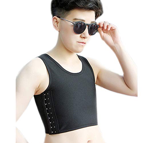 BaronHong Tomboy Trans Lesbian Colorful Mesh Chest Binder Short Tank Top (Negro, S)