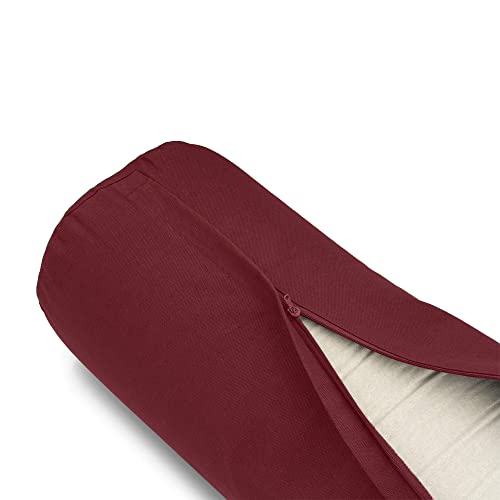 basaho Bolster Yoga | Algodón Orgánico | Cáscara de Trigo Sarraceno | Funda Extraíble Lavable (Borgoña Tibetano)